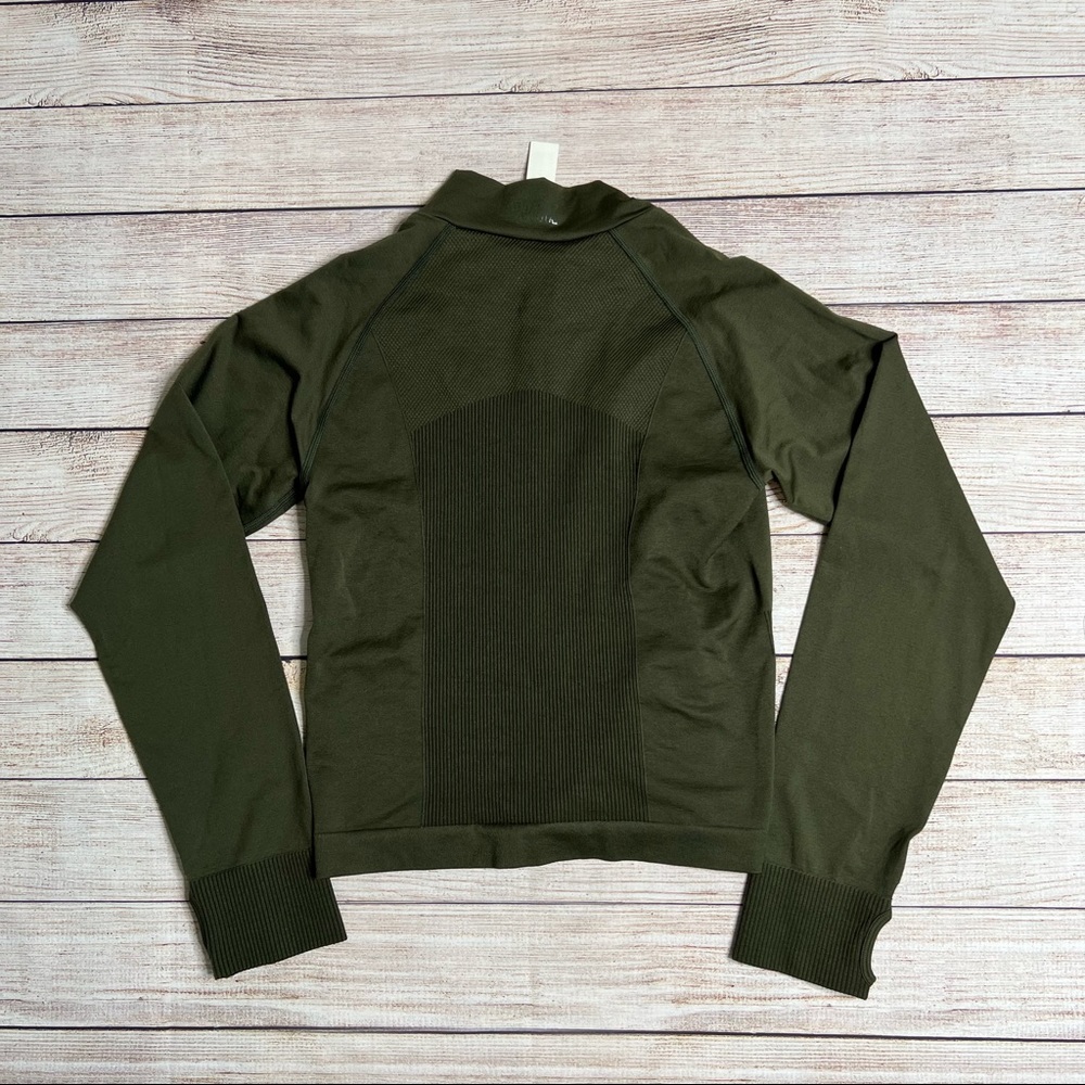 PINK Active Green Long Sleeve Partial Zip Pullover Cropped Sweatshirt Size M - Picture 6 of 10